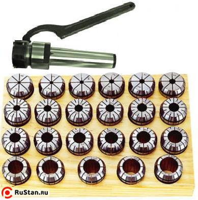 Патрон Цанговый с хв-ком КМ4  (М16х2,0) с набором цанг ER40 из 23шт (4-26мм) "CNIC" фото №1