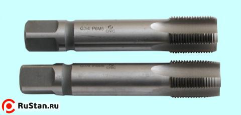 Метчик G 1 1/8" Р6М5 трубный цилиндрический, м/р. к-т из 2-х шт. (11 ниток/дюйм) ГОСТ 3266 "CNIC" фото №1