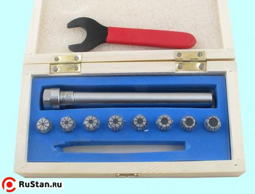 Патрон Цанговый с хв-ком цилиндрическим С20 с набором цанг ER16 из  8шт d3-10мм (150L-ER16-8PCS) "CNIC" фото №1