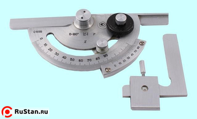 Угломер 0-180° тип1 2УМ с нониусом цена дел. 2 мин. для измерения наружных углов фото №1