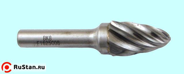 Борфреза тв.спл. гипербол.со сфер.торц.  d16х25х8х65 R3,5 спиральная крупная насечка (F16 25С08) "CNIC" фото №1