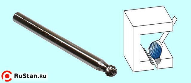 Борфреза сферическая  d 6х 5х6х65 Р6М5 Х-образн. насечка "CNIC" (D06 05М06) фото №1