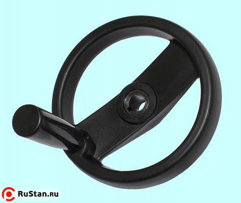 Маховик 100х12х42х4мм (DxdxHxb) с 2-мя спицами, пластик "TLX" с откидной ручкой фото №1 Маховик 100х12х42х4мм (DxdxHxb) с 2-мя спицами, пластик "TLX" с откидной ручкой фото №1