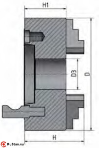 Габаритные и присоединительные размеры прецизионных трехкулачковых токарных патронов Optimum Camlock CS3C ø 315 мм D1-8" фото №2 Патрон токарный 3-кул. 315 мм Camlock CS3C D1-8" фото №2
