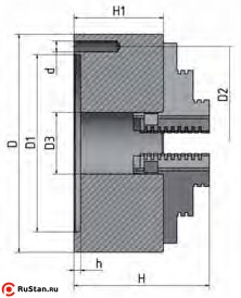 Габаритные и присоединительные размеры прецизионного четырехкулачкового токарного патрона Optimum CI4P ø 160 мм фото №2 патрон Optimum CS4P ø125 мм фото №2