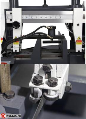 Перпендикулярность полотна обеспечивается за счет направляющих, в которые установлены подшипники. Вылет направляющих можно изменять под размеры заготовки. фото №2 METAL MASTER MGH-400Z фото №2